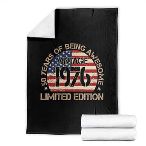 50th Birthday Throw Blanket Vintage 1976 50 Year Old Birthday USA Flag TS10 Black Print Your Wear