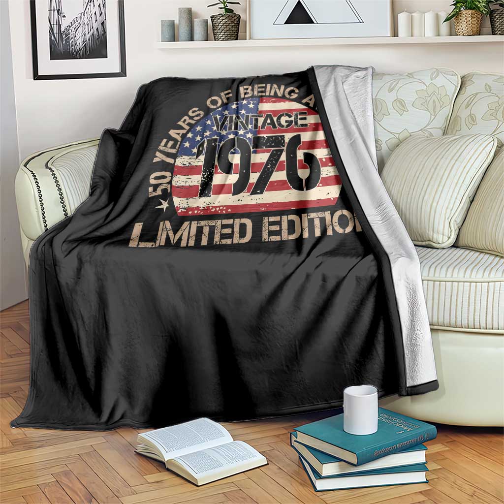 50th Birthday Throw Blanket Vintage 1976 50 Year Old Birthday USA Flag TS10 Print Your Wear