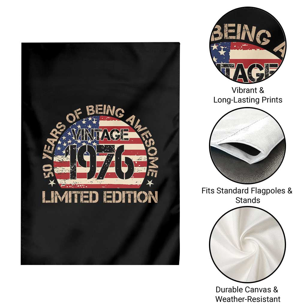 50th Birthday Garden Flag Vintage 1976 50 Year Old Birthday USA Flag TS10 Print Your Wear