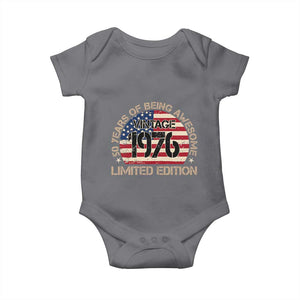 50th Birthday Baby Onesie Vintage 1976 50 Year Old Birthday USA Flag TS10 Charcoal Print Your Wear