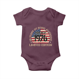 50th Birthday Baby Onesie Vintage 1976 50 Year Old Birthday USA Flag TS10 Maroon Print Your Wear
