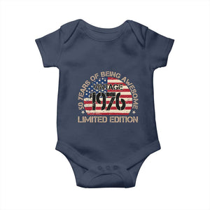 50th Birthday Baby Onesie Vintage 1976 50 Year Old Birthday USA Flag TS10 Navy Print Your Wear
