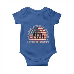 50th Birthday Baby Onesie Vintage 1976 50 Year Old Birthday USA Flag TS10 Royal Blue Print Your Wear