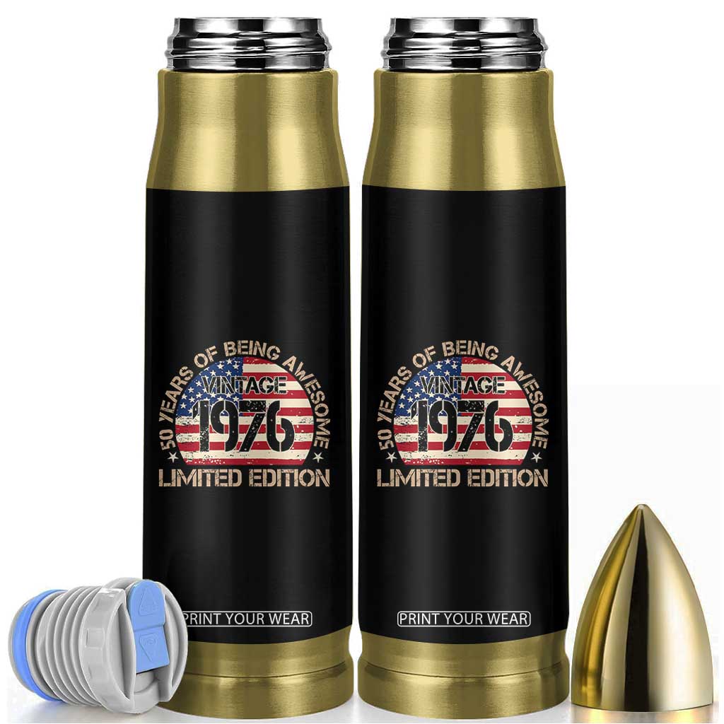 50th Birthday Bullet Tumbler Vintage 1976 50 Year Old Birthday USA Flag TS10 Black Print Your Wear