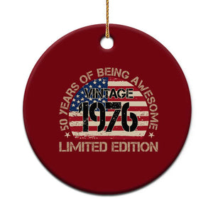 50th Birthday Ceramic Ornament Vintage 1976 50 Year Old Birthday USA Flag TS10 1pc Red Print Your Wear