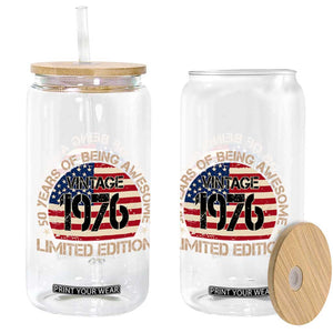 50th Birthday Glass Can Vintage 1976 50 Year Old Birthday USA Flag TS10 Print Your Wear