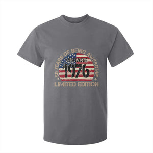 50th Birthday T Shirt For Kid Vintage 1976 50 Year Old Birthday USA Flag TS10 Charcoal Print Your Wear
