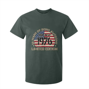 50th Birthday T Shirt For Kid Vintage 1976 50 Year Old Birthday USA Flag TS10 Dark Forest Green Print Your Wear