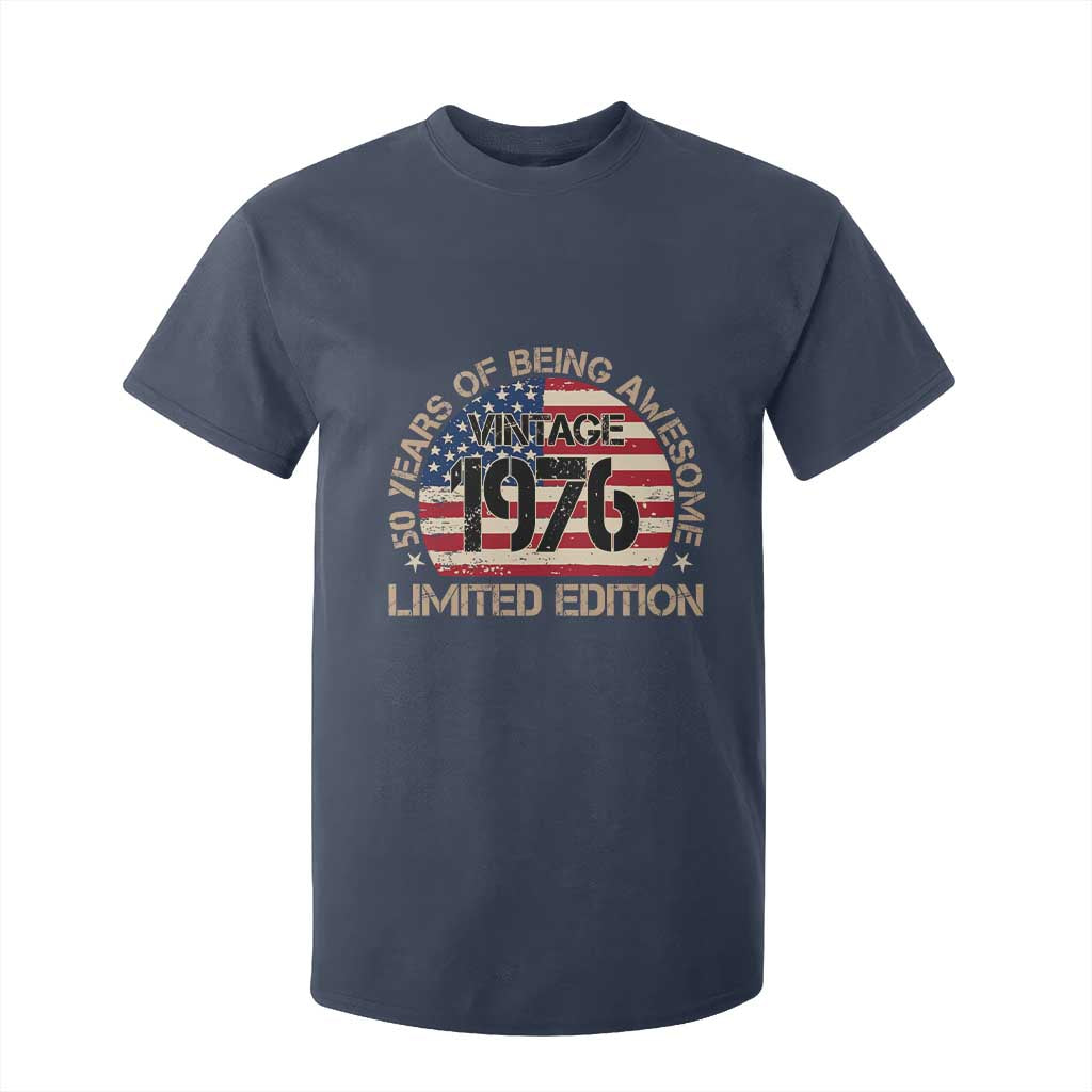 50th Birthday T Shirt For Kid Vintage 1976 50 Year Old Birthday USA Flag TS10 Navy Print Your Wear