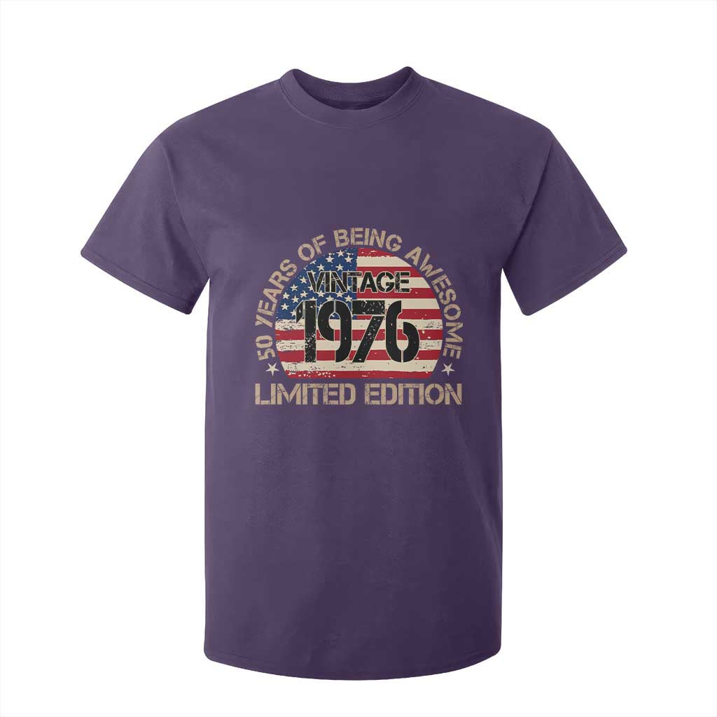 50th Birthday T Shirt For Kid Vintage 1976 50 Year Old Birthday USA Flag TS10 Purple Print Your Wear