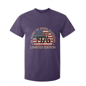 50th Birthday T Shirt For Kid Vintage 1976 50 Year Old Birthday USA Flag TS10 Purple Print Your Wear