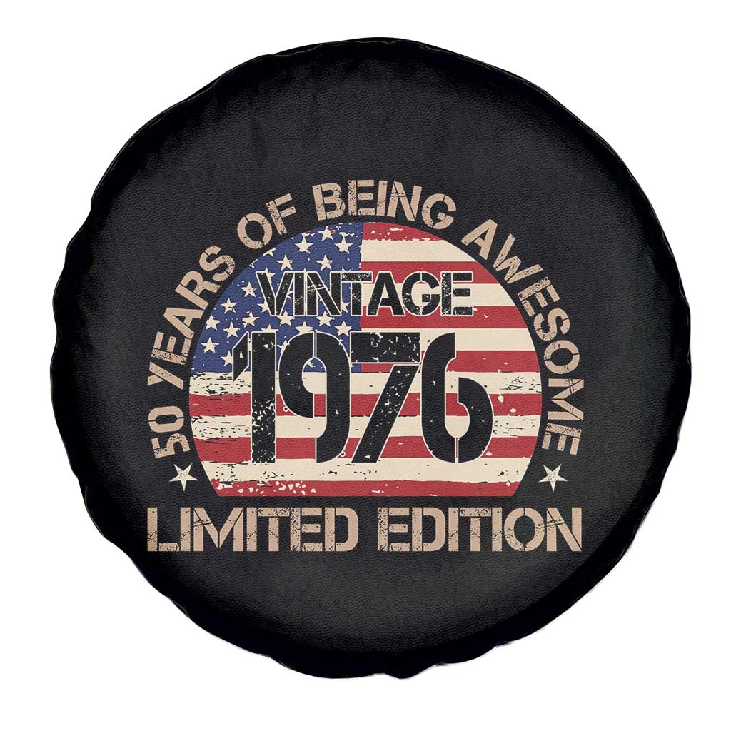 50th Birthday Spare Tire Cover Vintage 1976 50 Year Old Birthday USA Flag TS10 Print Your Wear