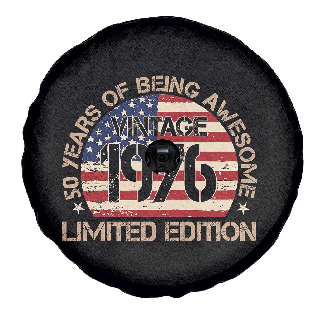 50th Birthday Spare Tire Cover Vintage 1976 50 Year Old Birthday USA Flag TS10 Print Your Wear