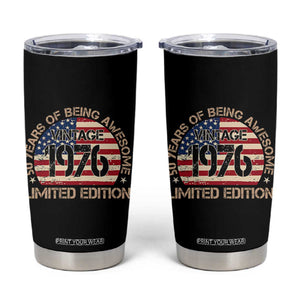 50th Birthday Tumbler Cup Vintage 1976 50 Year Old Birthday USA Flag TS10 Black Print Your Wear