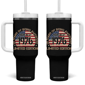 50th Birthday Tumbler With Handle Vintage 1976 50 Year Old Birthday USA Flag TS10 One Size: 40 oz Black Print Your Wear