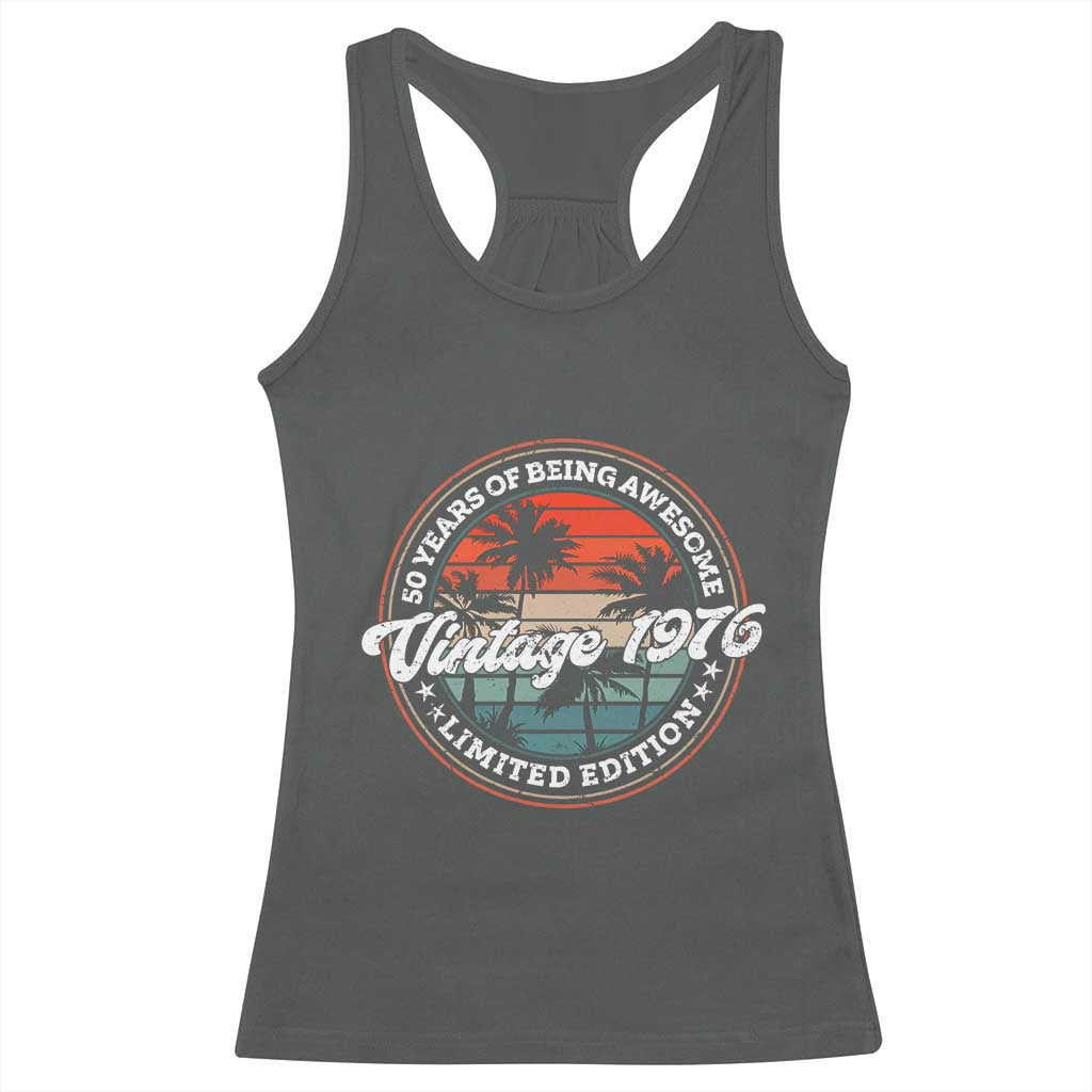 50th Birthday Gifts Racerback Tank Top Vintage 1976 50 Year Old Birthday TS10 Dark Heather Print Your Wear
