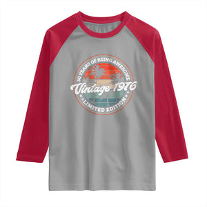 50th Birthday Gifts Raglan Shirt Vintage 1976 50 Year Old Birthday TS10 Sport Gray Red Print Your Wear