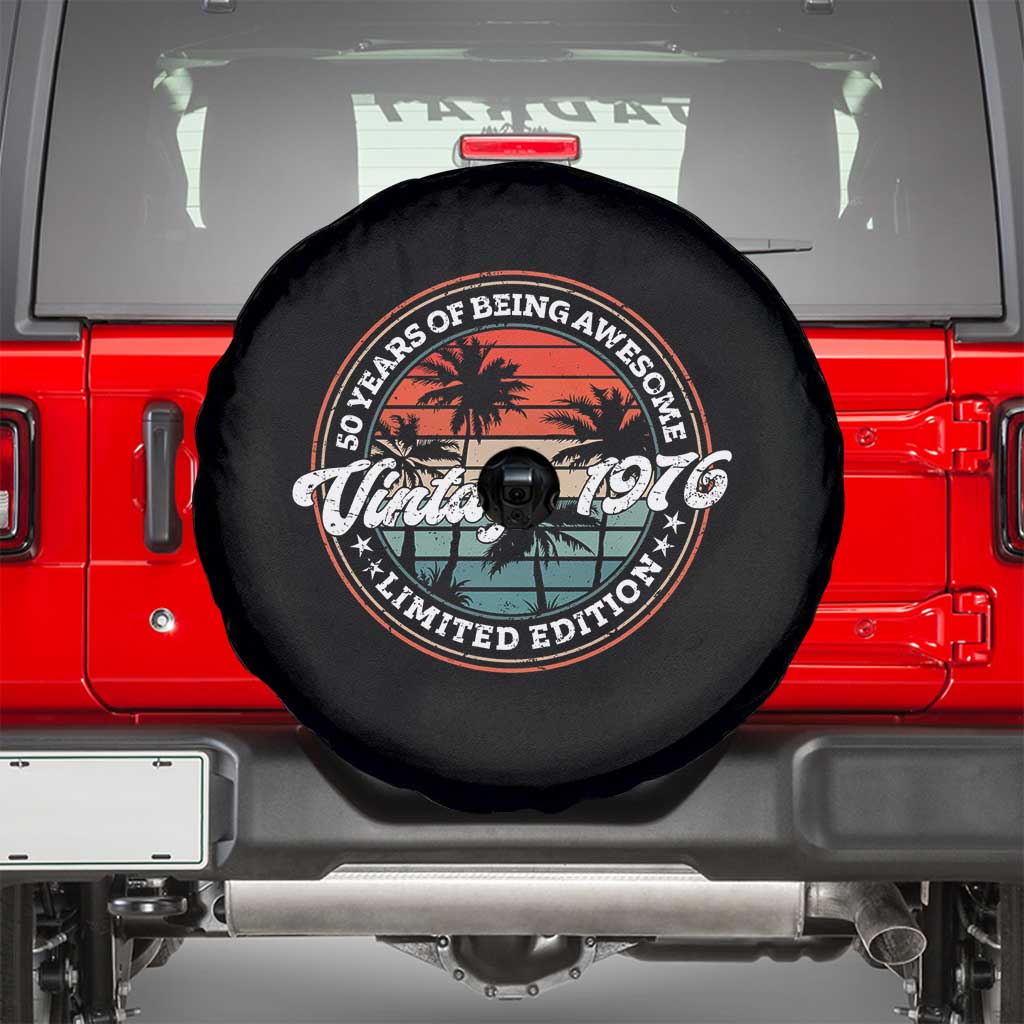 50th Birthday Gifts Spare Tire Cover Vintage 1976 50 Year Old Birthday TS10 Black Print Your Wear