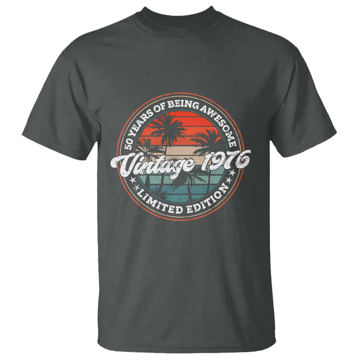 50th Birthday T Shirt - Vintage 1976 50 Year Old Birthday Gift Humor Tee TS10 Dark Heather Print Your Wear