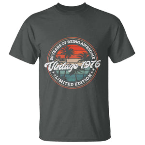 50th Birthday T Shirt - Vintage 1976 50 Year Old Birthday Gift Humor Tee TS10 Dark Heather Print Your Wear