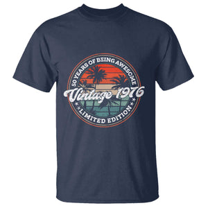 50th Birthday T Shirt - Vintage 1976 50 Year Old Birthday Gift Humor Tee TS10 Navy Print Your Wear