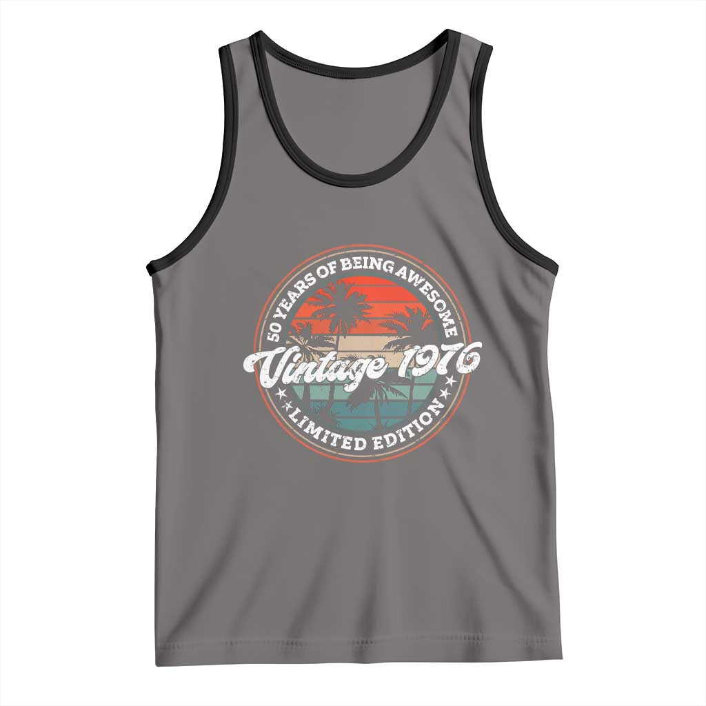 50th Birthday Gifts Tank Top Vintage 1976 50 Year Old Birthday TS10 Deep Heather Black Print Your Wear