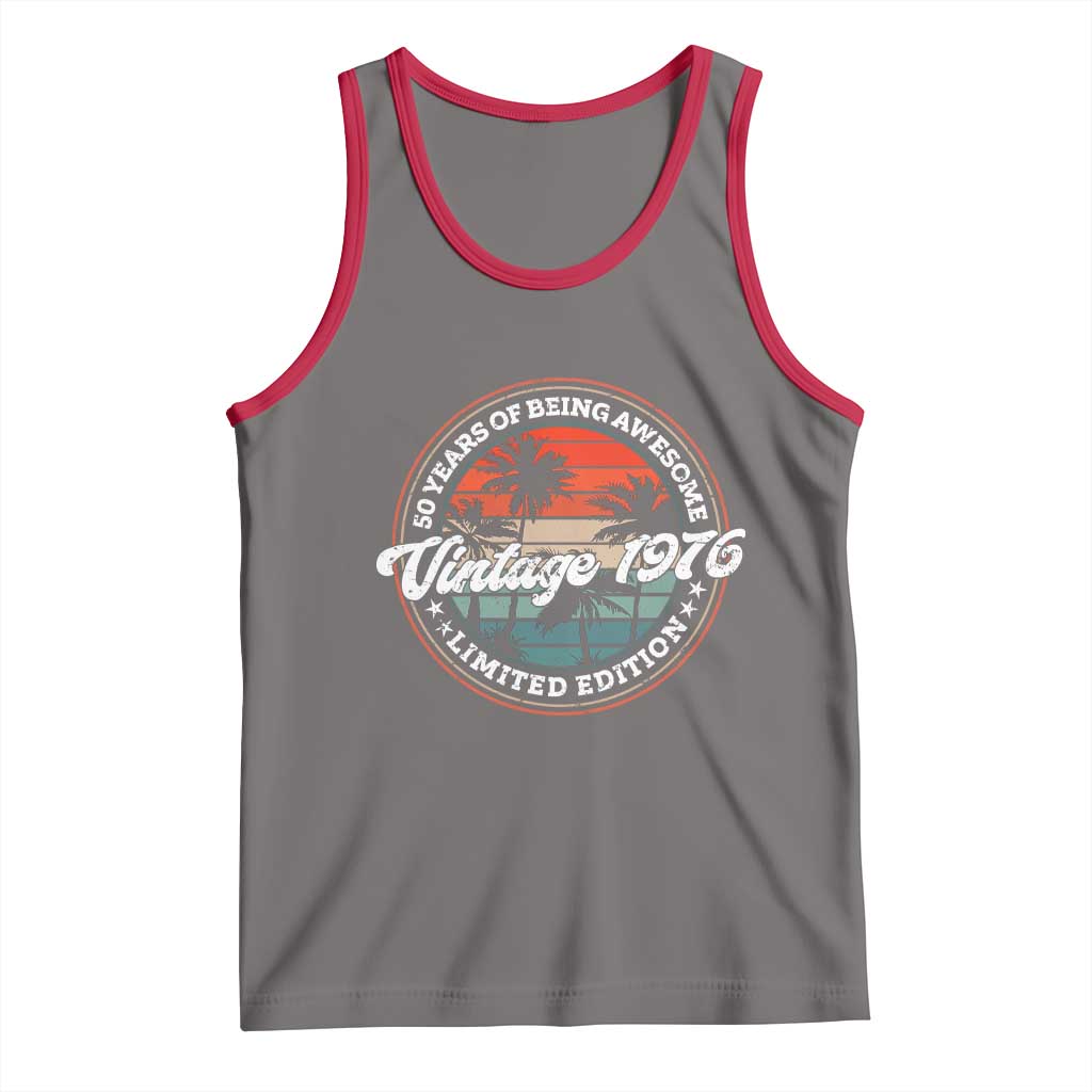 50th Birthday Gifts Tank Top Vintage 1976 50 Year Old Birthday TS10 Deep Heather Red Print Your Wear