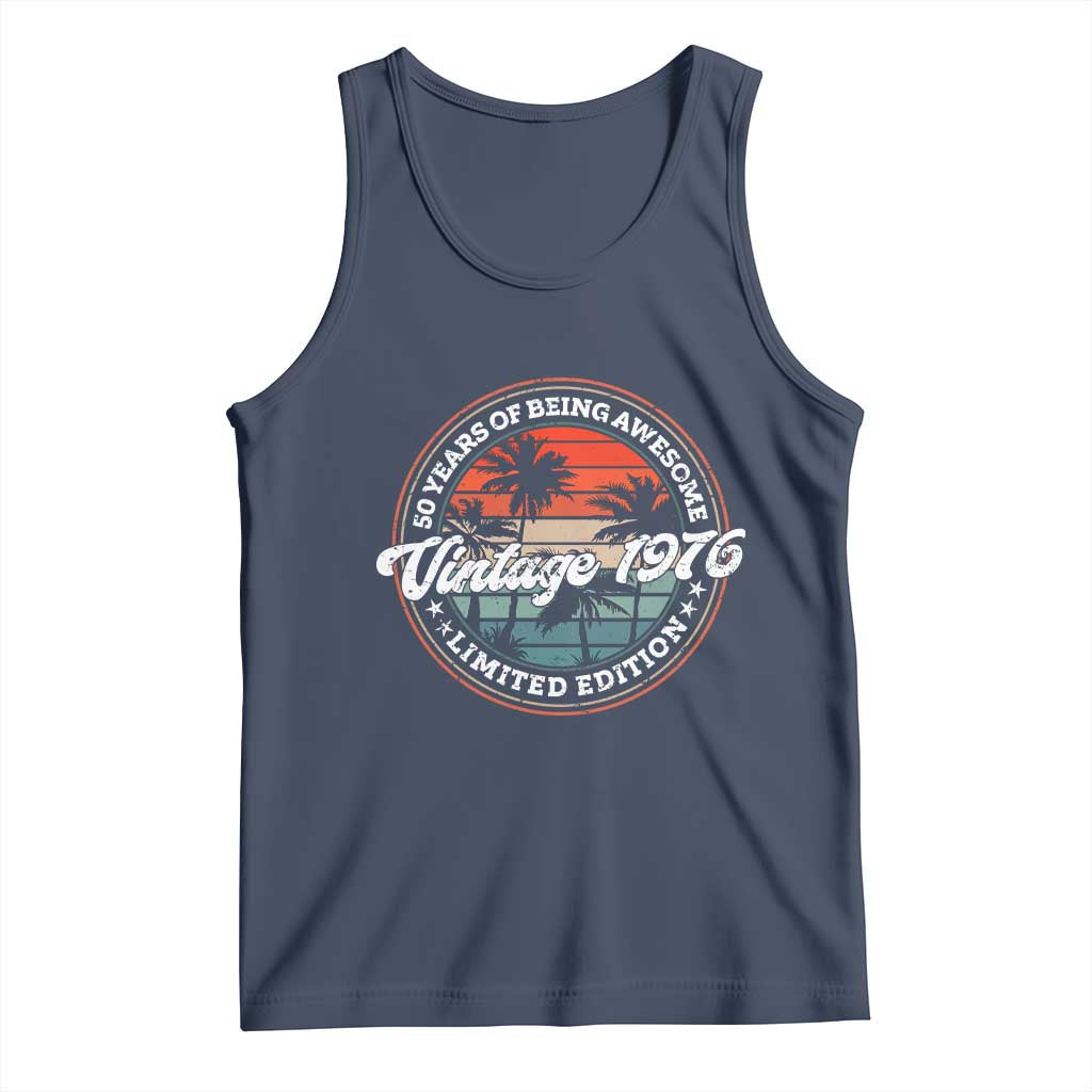 50th Birthday Gifts Tank Top Vintage 1976 50 Year Old Birthday TS10 Navy Print Your Wear