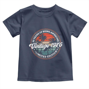 50th Birthday Gifts Toddler T Shirt Vintage 1976 50 Year Old Birthday TS10 Navy Print Your Wear