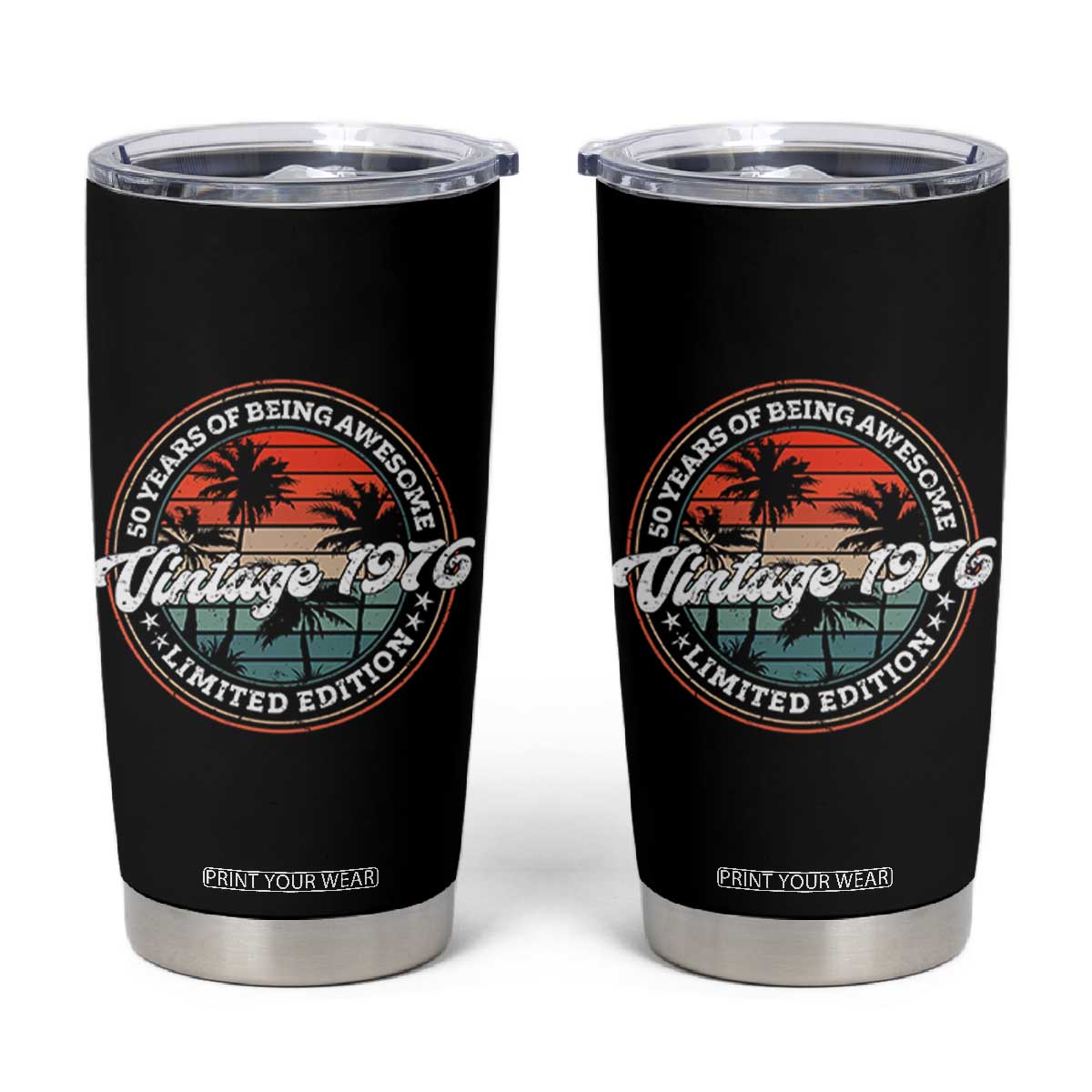 50th Birthday Gifts Tumbler Cup Vintage 1976 50 Year Old Birthday TS10 Black Print Your Wear