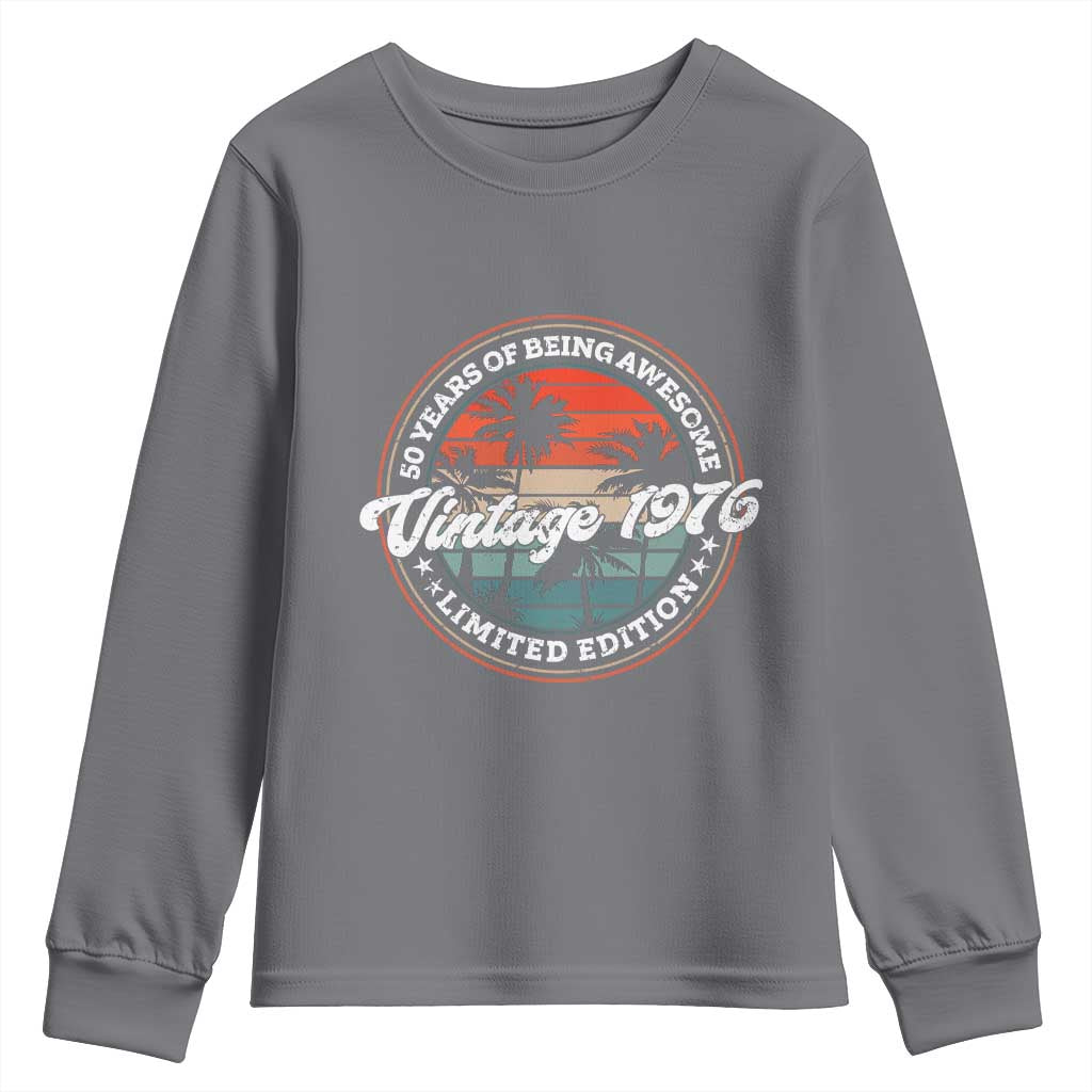 50th Birthday Gifts Youth Sweatshirt Vintage 1976 50 Year Old Birthday TS10 Charcoal Print Your Wear