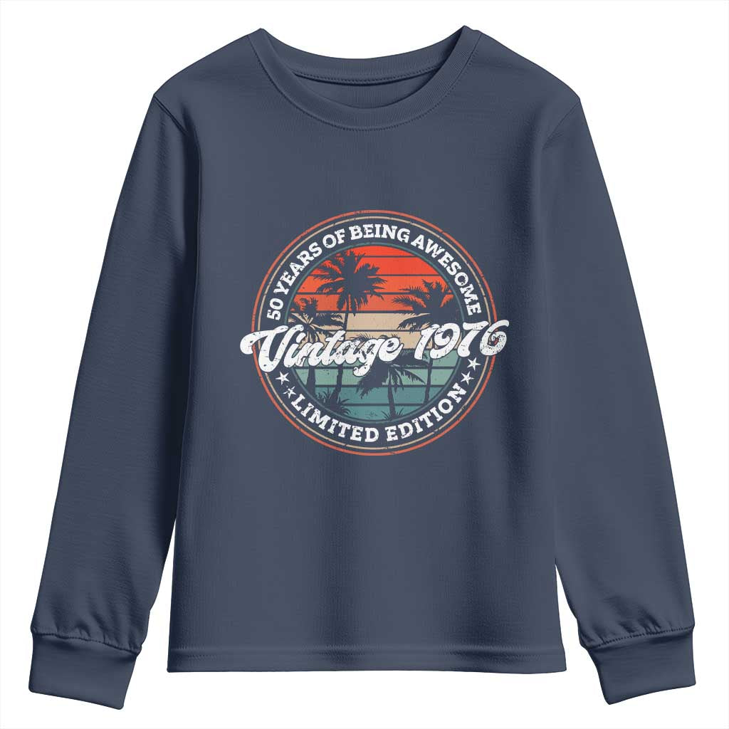 50th Birthday Gifts Youth Sweatshirt Vintage 1976 50 Year Old Birthday TS10 Navy Print Your Wear