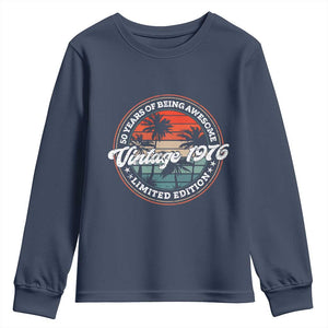 50th Birthday Gifts Youth Sweatshirt Vintage 1976 50 Year Old Birthday TS10 Navy Print Your Wear