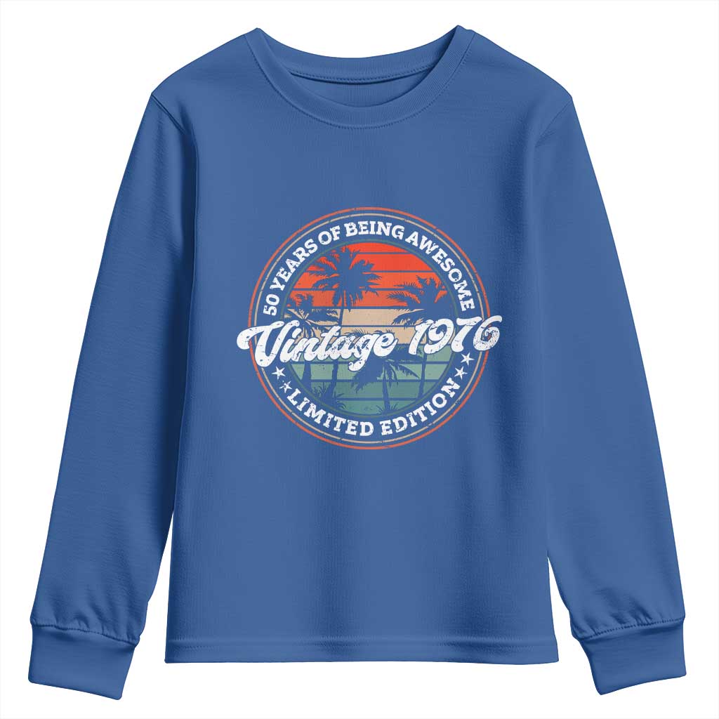 50th Birthday Gifts Youth Sweatshirt Vintage 1976 50 Year Old Birthday TS10 Royal Blue Print Your Wear