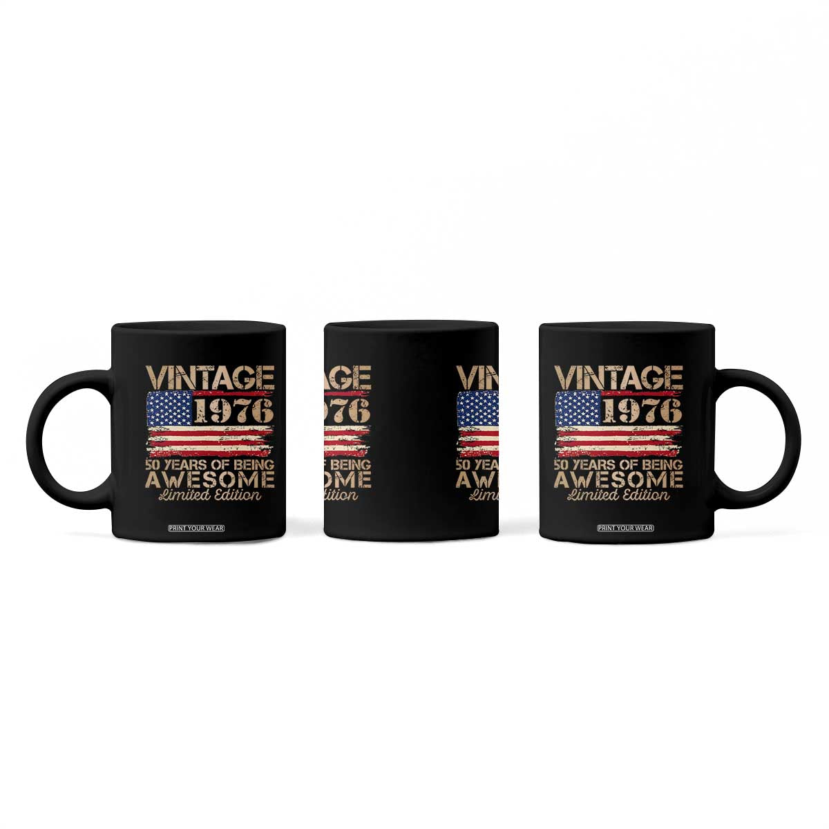 Vintage 1976 Birthday Coffee Mug 50 Years Of Being Awesome USA Flag TS10 Print Your Wear