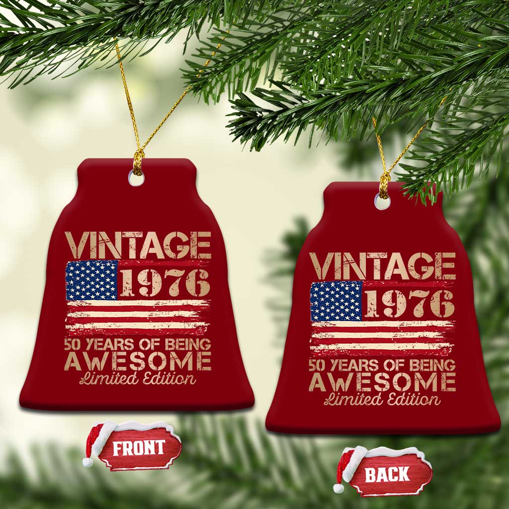 Vintage 1976 Birthday Ceramic Ornament 50 Years Of Being Awesome USA Flag TS10 Print Your Wear