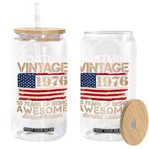 Vintage 1976 Birthday Glass Can 50 Years Of Being Awesome USA Flag TS10 Print Your Wear