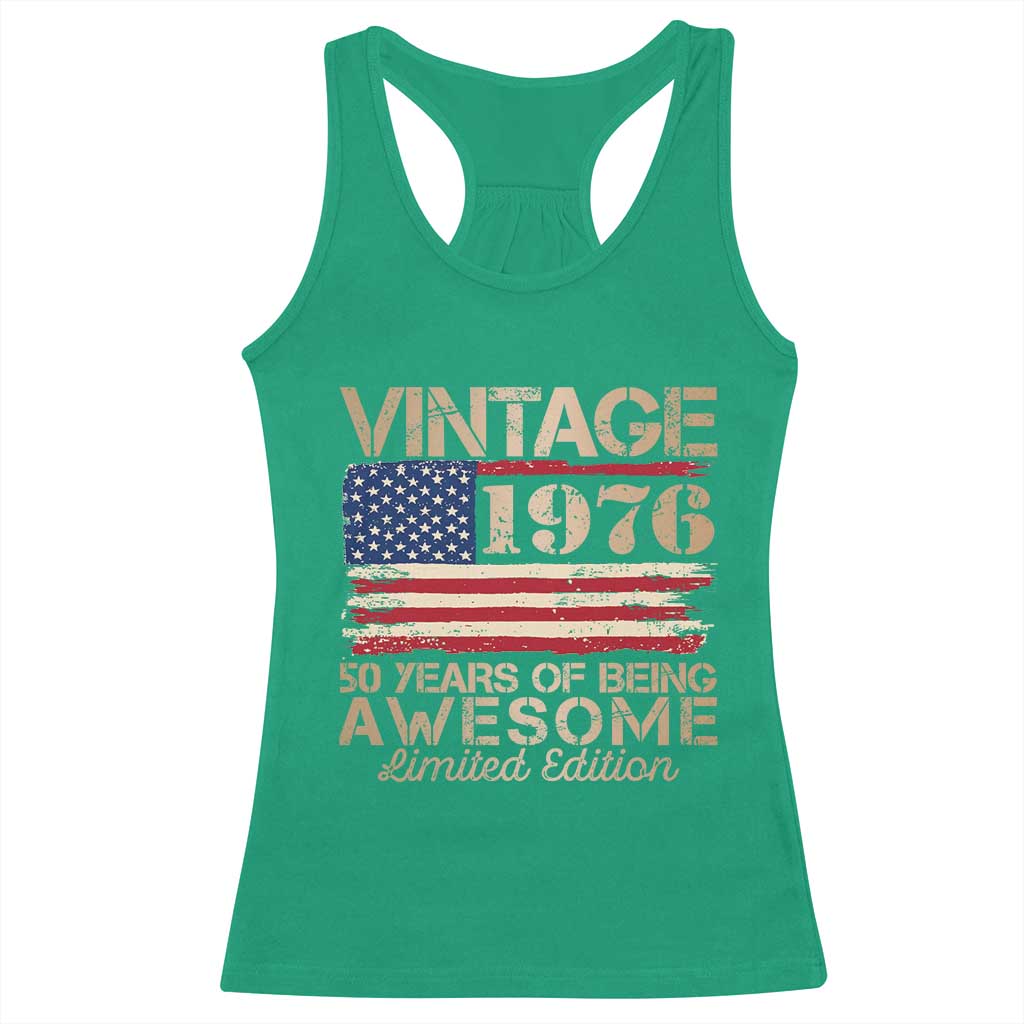 Vintage 1976 Birthday Racerback Tank Top 50 Years Of Being Awesome USA Flag TS10 Irish Green Print Your Wear