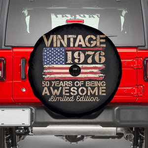 Vintage 1976 Birthday Spare Tire Cover 50 Years Of Being Awesome USA Flag TS10 Black Print Your Wear