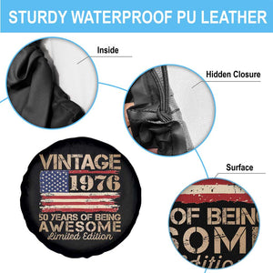 Vintage 1976 Birthday Spare Tire Cover 50 Years Of Being Awesome USA Flag TS10 Print Your Wear