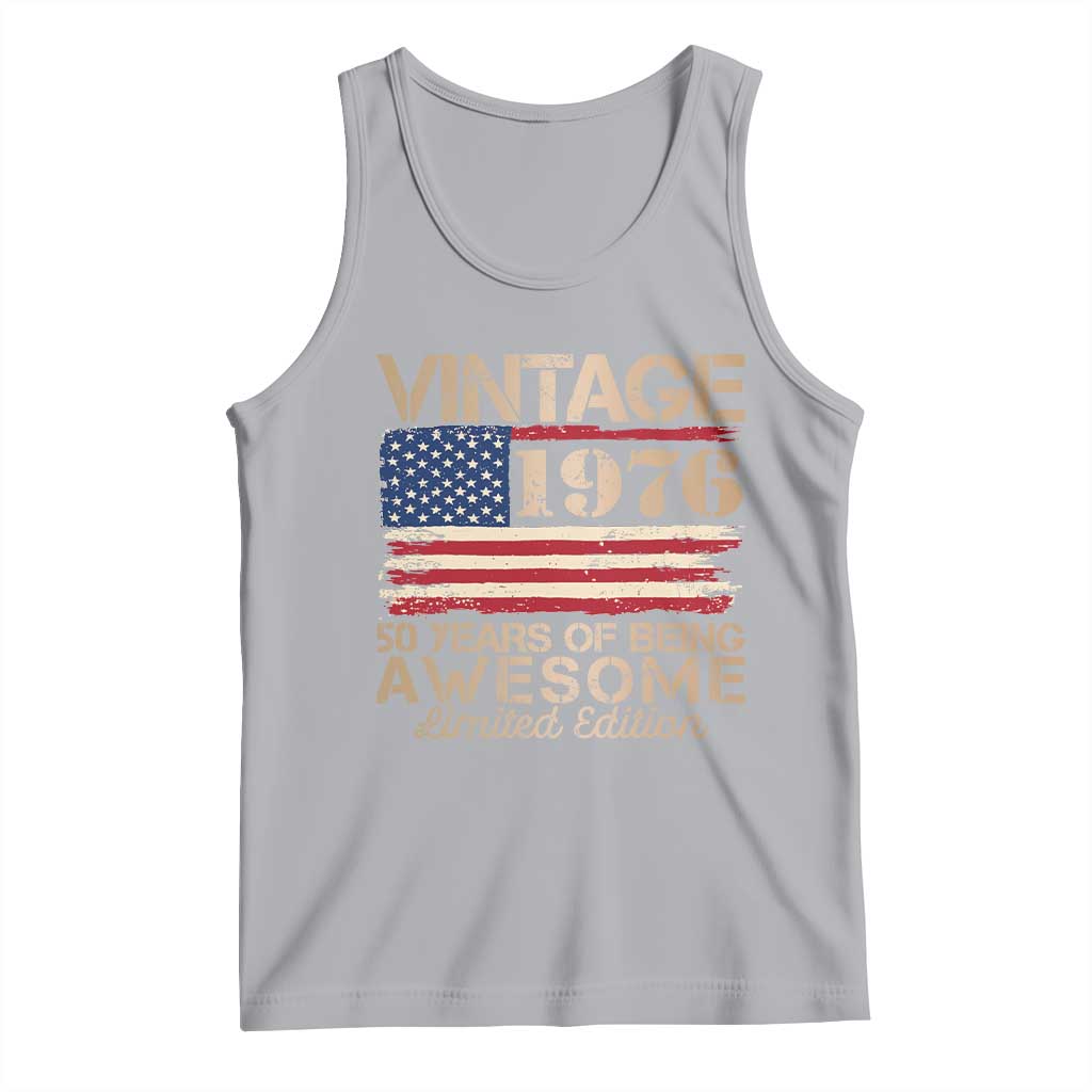 Vintage 1976 Birthday Tank Top 50 Years Of Being Awesome USA Flag TS10 Athletic Heather Print Your Wear