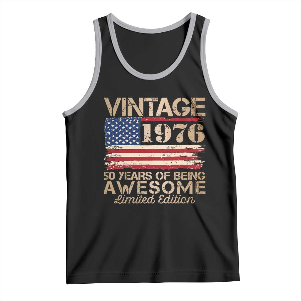 Vintage 1976 Birthday Tank Top 50 Years Of Being Awesome USA Flag TS10 Black Athletic Heather Print Your Wear