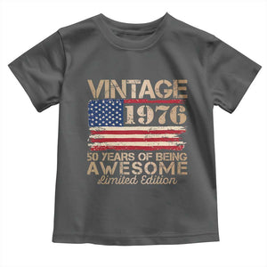 Vintage 1976 Birthday Toddler T Shirt 50 Years Of Being Awesome USA Flag TS10 Dark Heather Print Your Wear