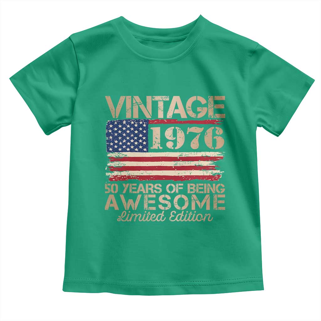 Vintage 1976 Birthday Toddler T Shirt 50 Years Of Being Awesome USA Flag TS10 Irish Green Print Your Wear