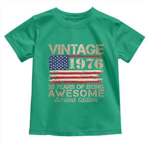 Vintage 1976 Birthday Toddler T Shirt 50 Years Of Being Awesome USA Flag TS10 Irish Green Print Your Wear