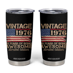 Vintage 1976 Birthday Tumbler Cup 50 Years Of Being Awesome USA Flag TS10 Black Print Your Wear