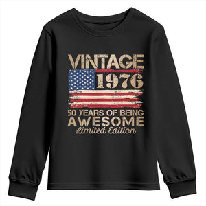 Vintage 1976 Birthday Youth Sweatshirt 50 Years Of Being Awesome USA Flag TS10 Black Print Your Wear