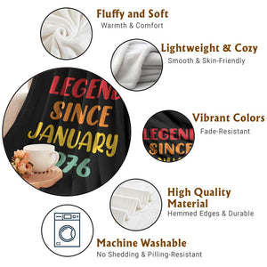 Legend Since January 1976 Throw Blanket Vintage Retro 50th Birthday Gifts 50 Years Old TS10 Print Your Wear