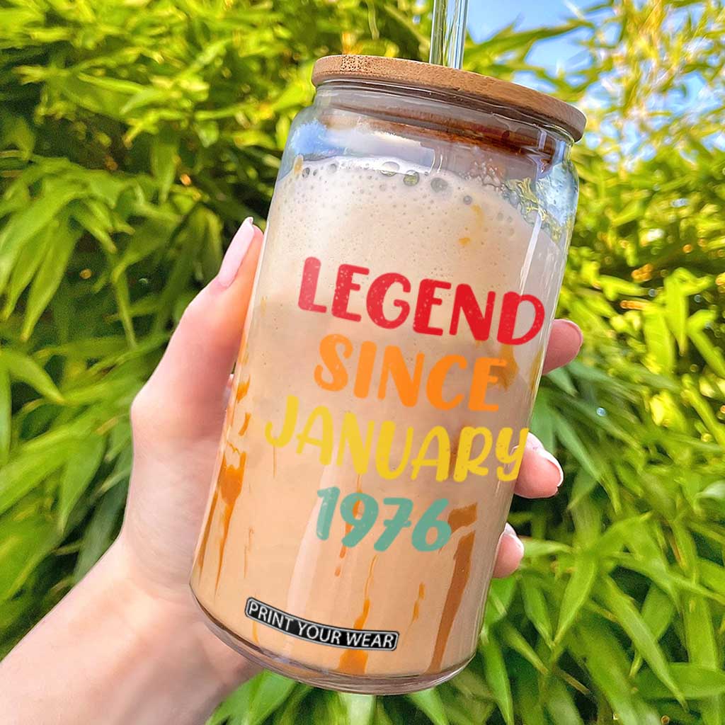 Legend Since January 1976 Glass Can Vintage Retro 50th Birthday Gifts 50 Years Old TS10 Black Print Your Wear