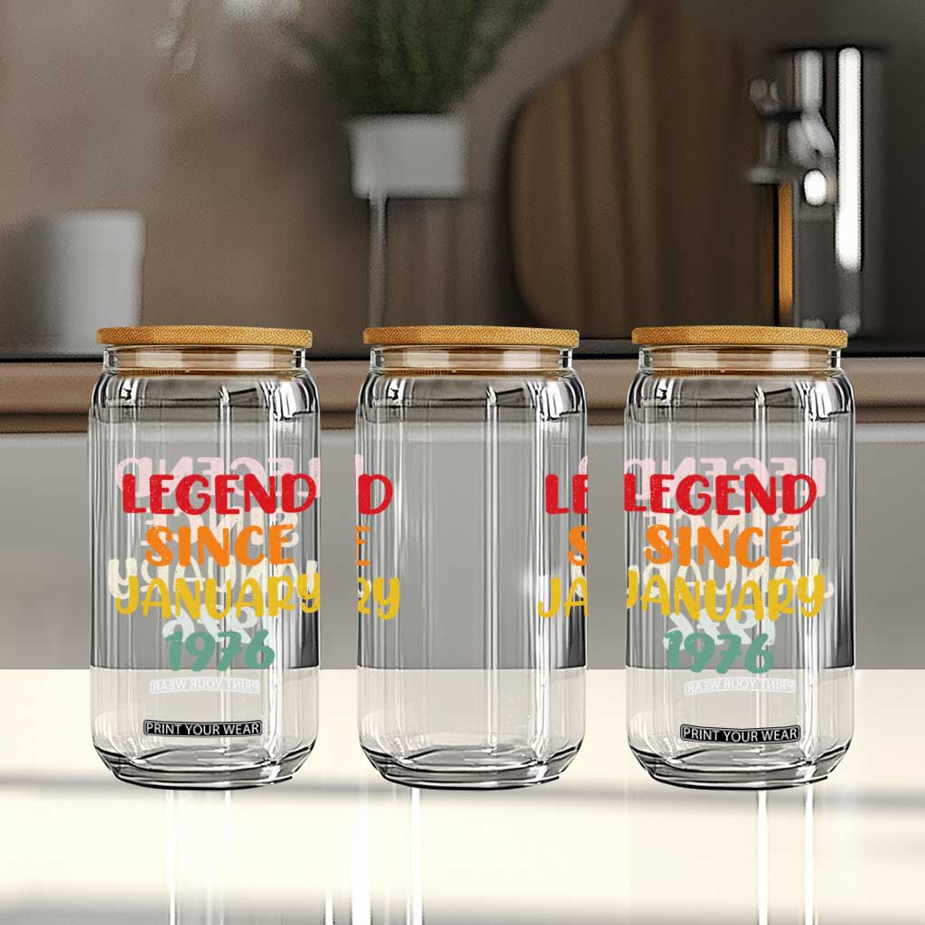 Legend Since January 1976 Glass Can Vintage Retro 50th Birthday Gifts 50 Years Old TS10 Print Your Wear